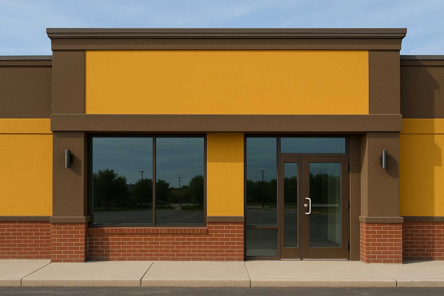 Freshly painted commercial storefront with bold, brand-aligned colors that attract customers.